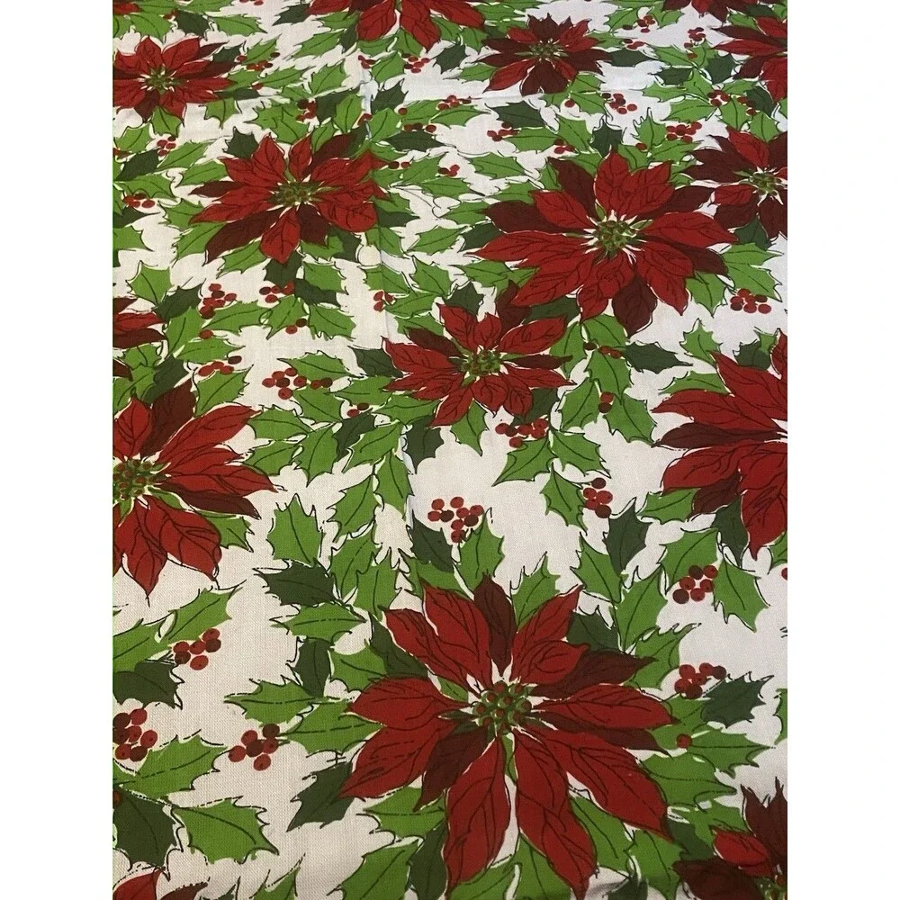Christmas Tablecloth 58” X 84” Poinsettias